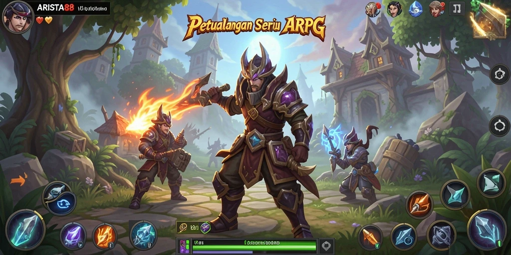 Tangkapan layar utama menunjukkan aksi seru dalam game ARPG.