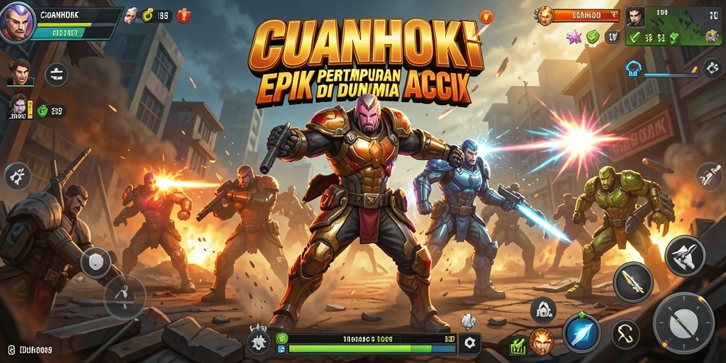 Screenshot utama CUANHOKI yang menunjukkan aksi pertempuran seru.