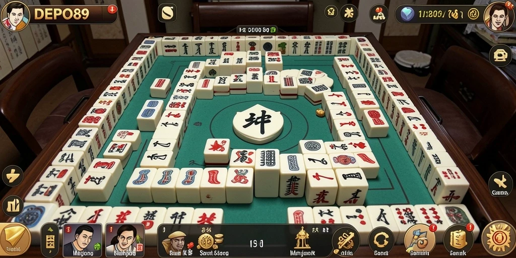 Tampilan gameplay DEPO89 yang menampilkan strategi Mahjong.
