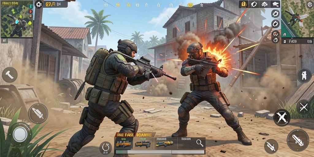 Tampilan gameplay seru dalam FA99 saat pertempuran Battle Royale.