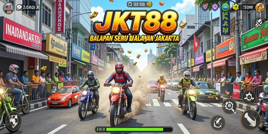 Gameplay menarik dari JKT88 menunjukkan balapan seru di jalanan Jakarta.