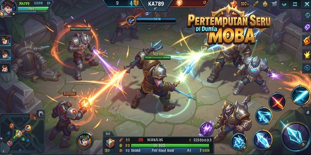 Screenshot dari gameplay KA789 yang penuh aksi MOBA.