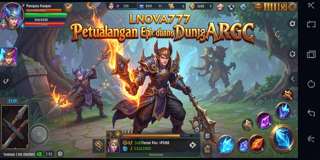 Tampilan gameplay yang epik dalam LNOVA777 dengan aksi pertempuran yang mendebarkan.