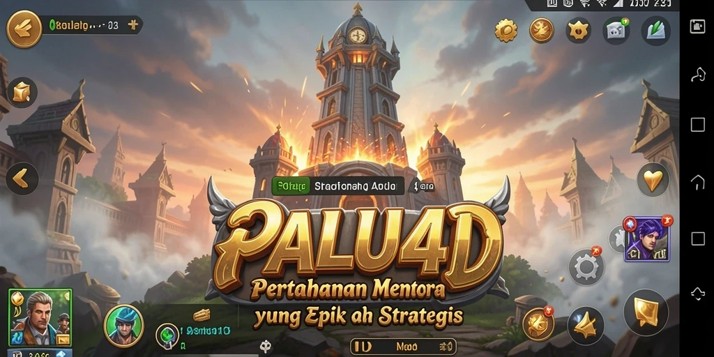 Tampilan gameplay epik dalam game Tower Defense PALU4D dengan strategi menara.