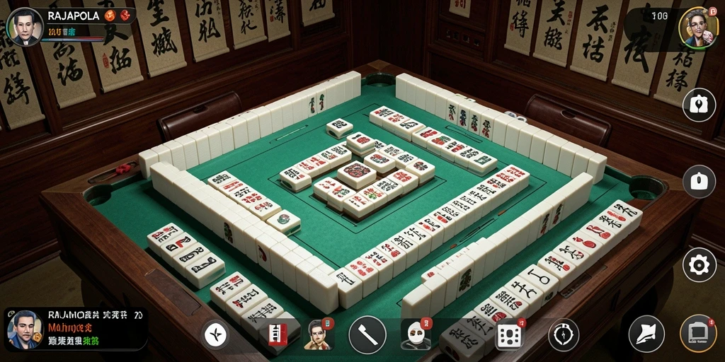 Screenshot utama RAJAPOLA menampilkan gameplay Mahjong yang menarik.