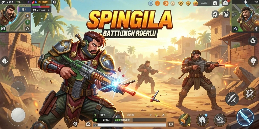 Screenshot SPINGILA menampilkan aksi seru dalam gameplay Battle Royale.